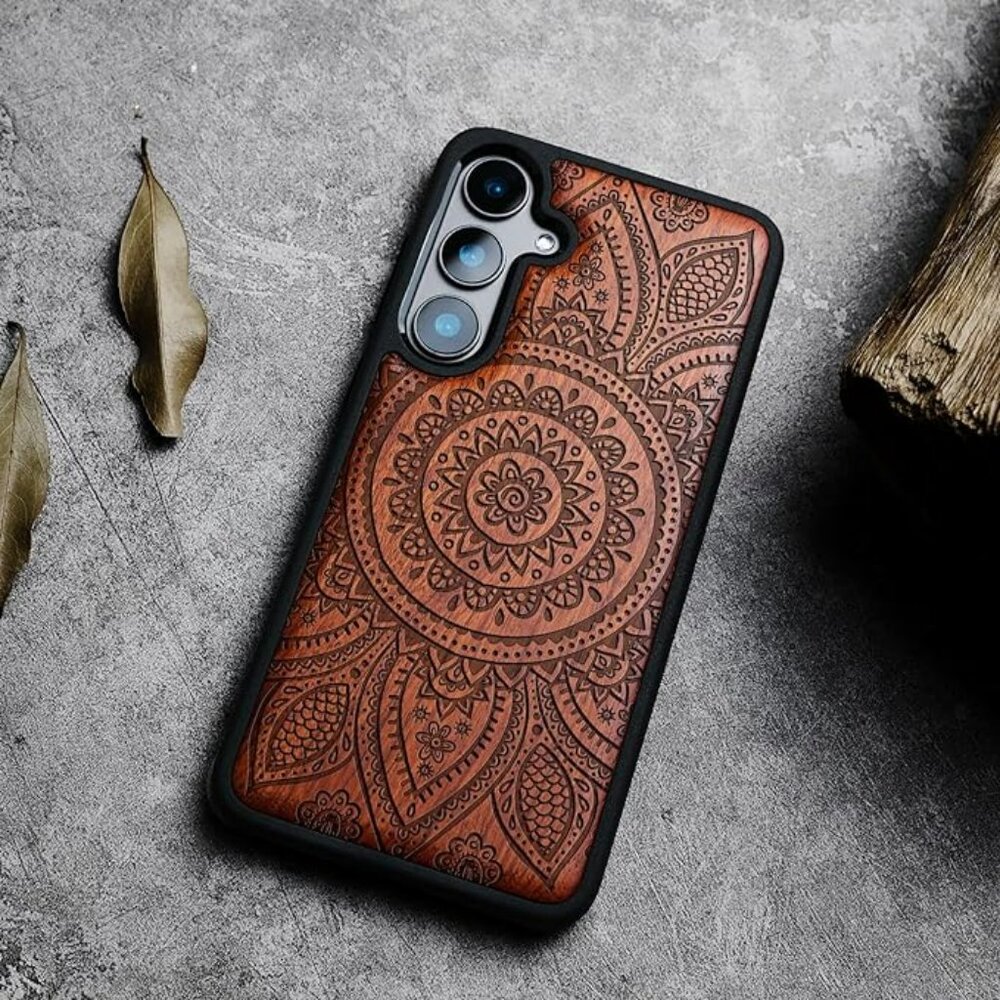 S24 Wooden Mandala Phone Case